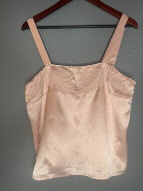 Vintage Nolan Miller Satin Beaded Camisole Womens 12 Blush Pink Holiday Party